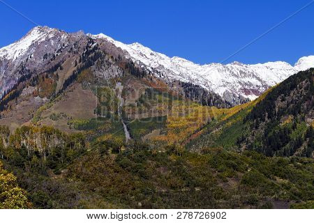 San Juan Mountains In Fall Colors And Snow, Colorado