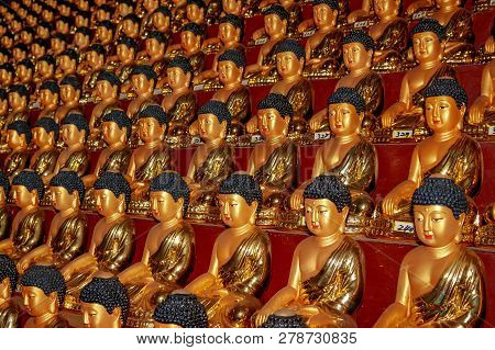Buddha Statues In Hua Yan Or Huayan Temple In Tumen, Jilin Province, Korea Yanbian Prefecture. An In