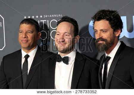 LOS ANGELES - JAN 13:  Peter Ramsey, Rodney Rothman, Bob Persichetti at the Critics Choice Awards  at the Barker Hanger on January 13, 2019 in Santa Monica, CA