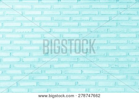 Pastal Blue And White Brick Wall Texture Background.