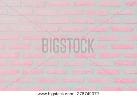 Pastal Pink And White Brick Wall Texture Background.
