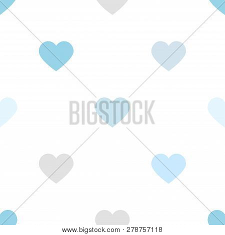Soft Blue Hearts On White Pattern Background