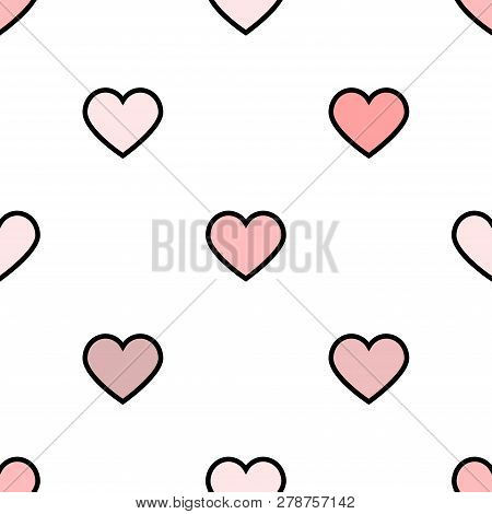 Soft Pink Hearts With Black Strocke Pattern