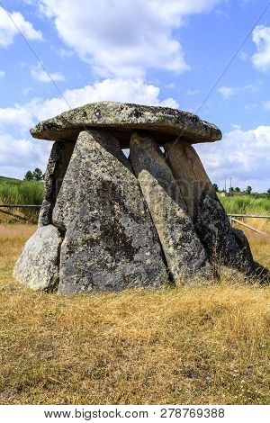 The Dolmen Of Matanca, Or Slaughter, Near Fornos De Algodres, Portugal, Is A Burial Chamber With Nin