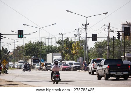 Car And Traffic On Highway Road Near Juction.