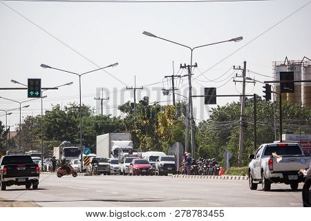 Car And Traffic On Highway Road Near Juction.