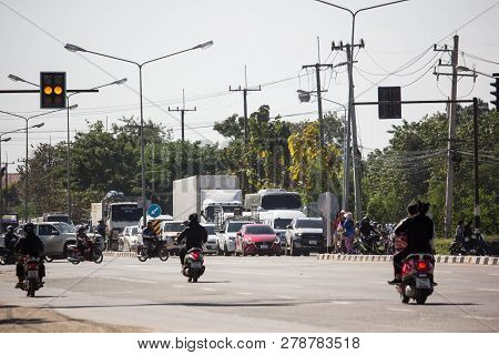 Car And Traffic On Highway Road Near Juction.