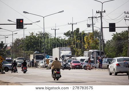 Car And Traffic On Highway Road Near Juction.