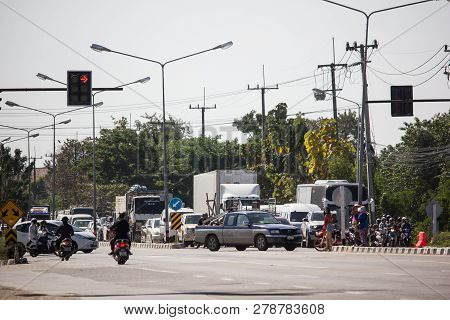 Car And Traffic On Highway Road Near Juction.
