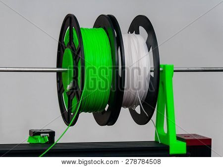 Filament Coils 3d Printing White And Green Pla