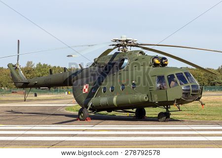 Kleine Brogel, Belgium - Sep 8, 2018: Polish Army Mi-8 Transport Helicopter On Kleine-brogel Airbase