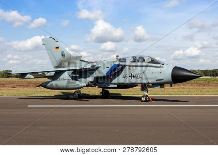 Kleine Brogel, Belgium - Sep 8, 2018: German Air Force Panavia Tornado Military Fighter Jet Plane On