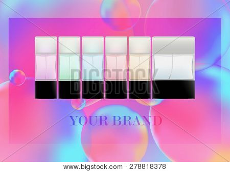 Vector Realistic Bottles For Cosmetic Products, Perfume, Toilet Water.transparent Flacons Colored, W