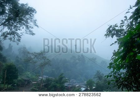 The Small Villages In The Countryside In The Morning. Omkoi,chiang Mai Province, Thailand