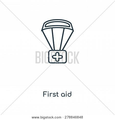 First Aid Icon In Trendy Design Style. First Aid Icon Isolated On White Background. First Aid Vector