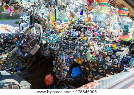 Houston, Texas - April 10, 2018: The 31St Annual Houston Art Car Parade Weekend. The Art Car Parade