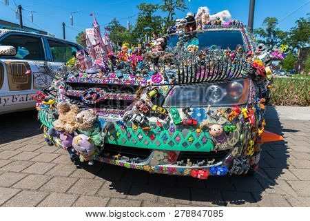 Houston, Texas - April 10, 2018: The 31St Annual Houston Art Car Parade Weekend. The Art Car Parade