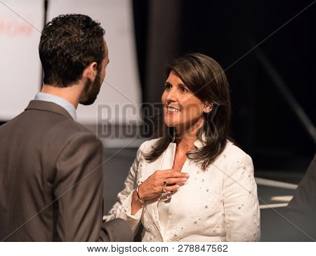 Houston, Texas - May 22, 2018: Nikki Haley, The U.s. Ambassador To The United Nations Speaks At Univ
