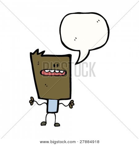 Cartoon blok hoofd met tekstballon