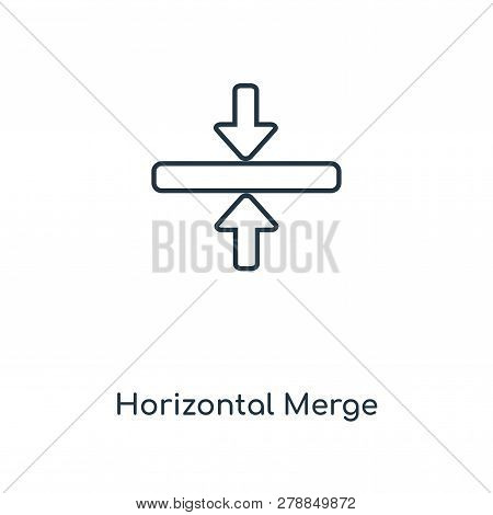 Horizontal Merge Icon In Trendy Design Style. Horizontal Merge Icon Isolated On White Background. Ho
