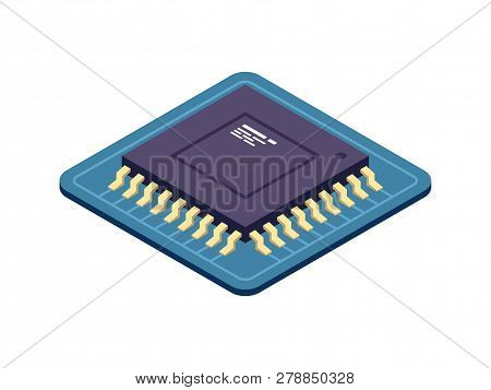 Mobile Or Computer Processor With Gold-plated Contacts. Chip Or Motherboard. Isometric Vector Illust