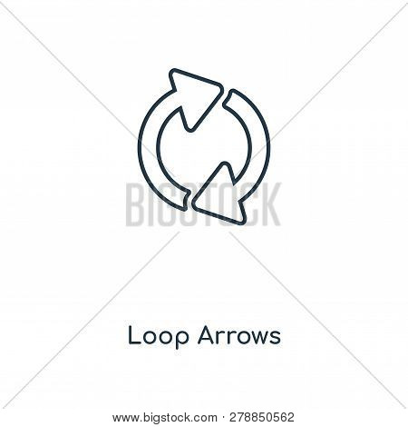 Loop Arrows Icon In Trendy Design Style. Loop Arrows Icon Isolated On White Background. Loop Arrows 