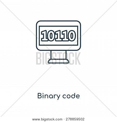 Binary Code Icon In Trendy Design Style. Binary Code Icon Isolated On White Background. Binary Code 