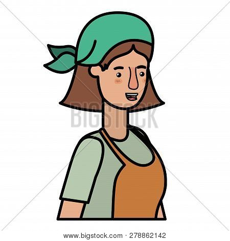 Woman Gardener With Apron Avatar Character Vector Illustration Desing