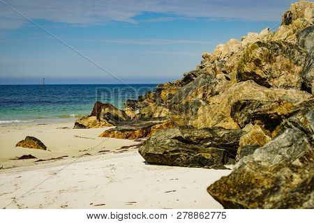 Seascape With Stone Breakwater, Bleik Village, Andoya Island, Vesteralen Archipelago.