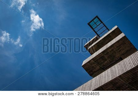 Lookout Platform On A Watchtower Against Blue Sky
