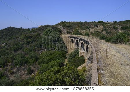 Overpass Of The Abandoned Railway Mining Of Sulcis