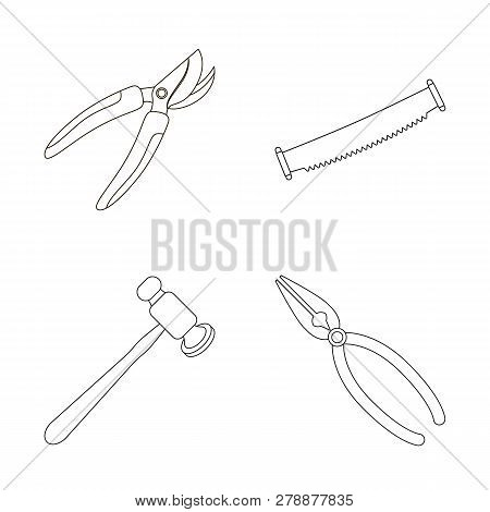 Vector Design Of Tool And Construction Icon. Collection Of Tool And Carpentry Vector Icon For Stock.