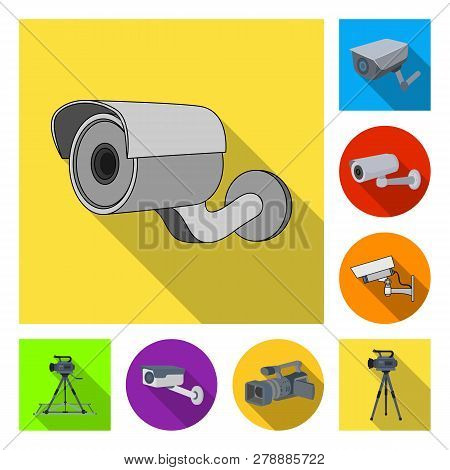 Isolated Object Of Camcorder And Camera Symbol. Set Of Camcorder And Dashboard Stock Symbol For Web.