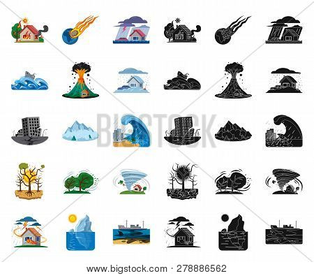 Vector Illustration Of Natural And Disaster Symbol. Collection Of Natural And Risk Stock Vector Illu