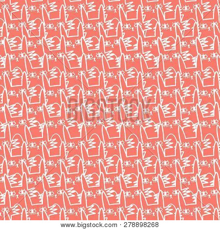 Seamless Pattern With Easter Bunnies On Coralline Background