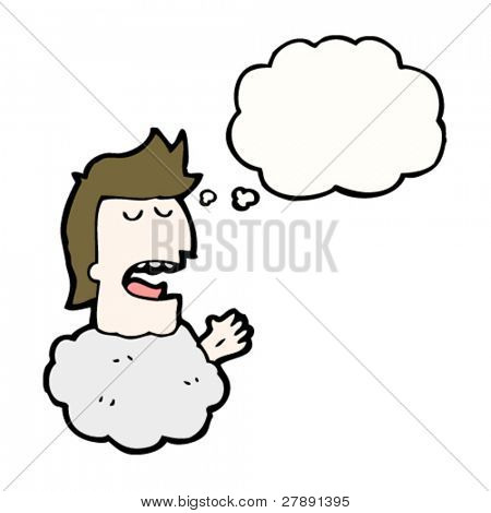 Cartoon hoofd in de wolken
