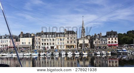 Honfleur, France - August 13, 2016: The Old Port Of Honfleur, Famous For Having Been Painted Many Ti