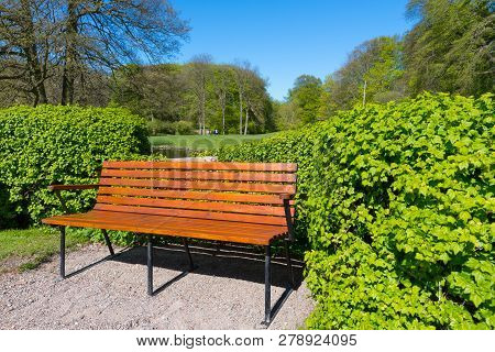 Bench In Liselund Park On Island Of Moen In Denmark