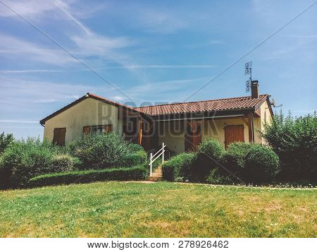 July 21, 2017. France. Region Burgundy. Typical French Apartment Building In A Small Village Of The 