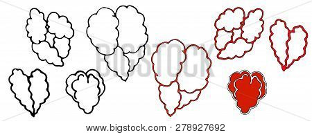 Set. Black and white, and red hearts on white background. 14 February. Saint Valentine's Day.