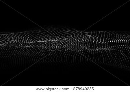 Wave Of Particles. Abstract Background With A Dynamic Wave. Vector Illustration.