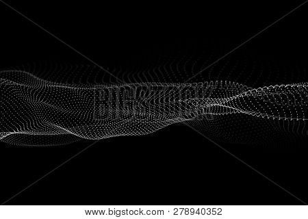 Wave Of Particles. Abstract Background With A Dynamic Wave. Vector Illustration.