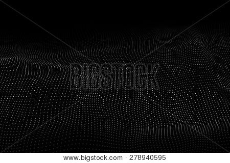 Wave Of Particles. Abstract Background With A Dynamic Wave. Big Data. Vector Illustration.