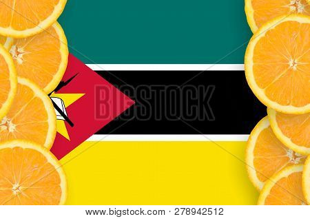 Mozambique Flag  In Citrus Fruit Slices Vertical Frame