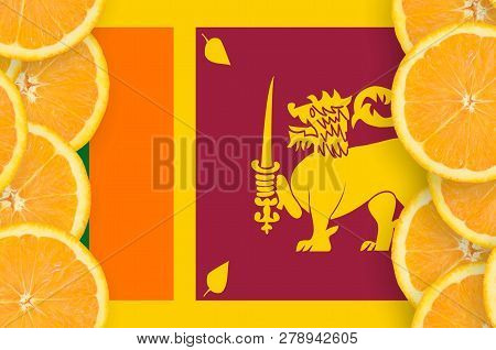 Sri Lanka Flag  In Citrus Fruit Slices Vertical Frame