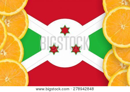 Burundi Flag  In Citrus Fruit Slices Vertical Frame