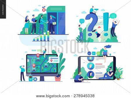 Business Series Set, Color 2-modern Flat Vector Concept Illustrated Topics -b2b Partnership, Questio