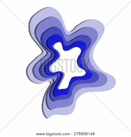 3D Color Texture Vector Background. Smooth Origami Art Shape Paper Cut. Pleasant Colors Of Blue Tone
