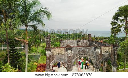 Bali, Indonesia - December 29, 2018: Aerial View Of Taman Ujung Water Palace , Bali Island.