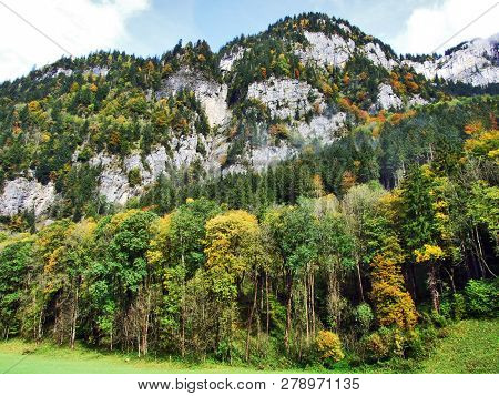 Rocky Peak Sulzberg In The Glarus Alps Mountain Range And Above Lake Klontalersee - Canton Of Glarus